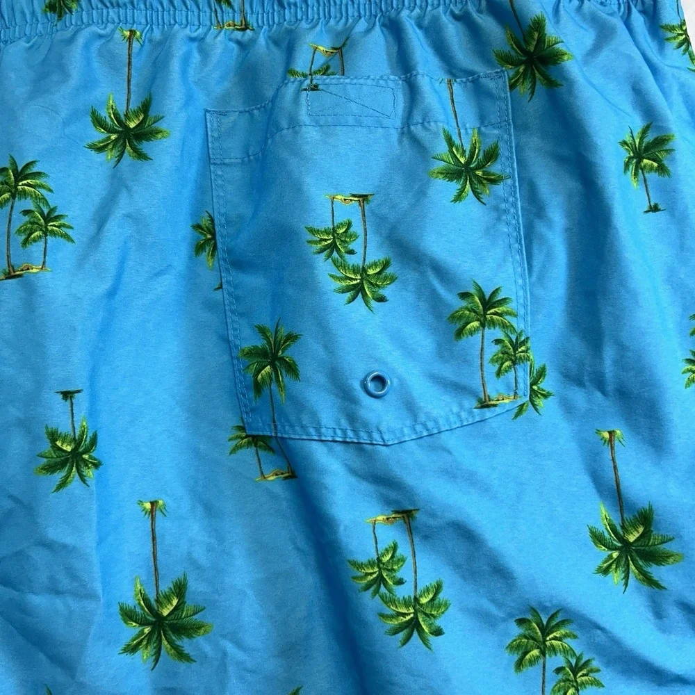 Old Navy Swim Trunks Board Shorts Size 4 XL Blue With Palms
